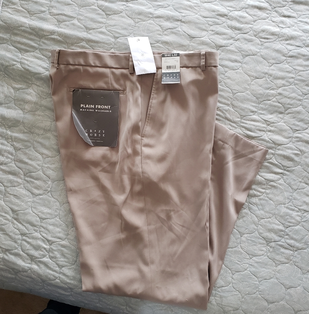 Men's Crazy Horse Tan Dress Pants Size 40 x 32